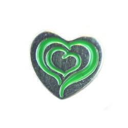 Green swirl heart charm