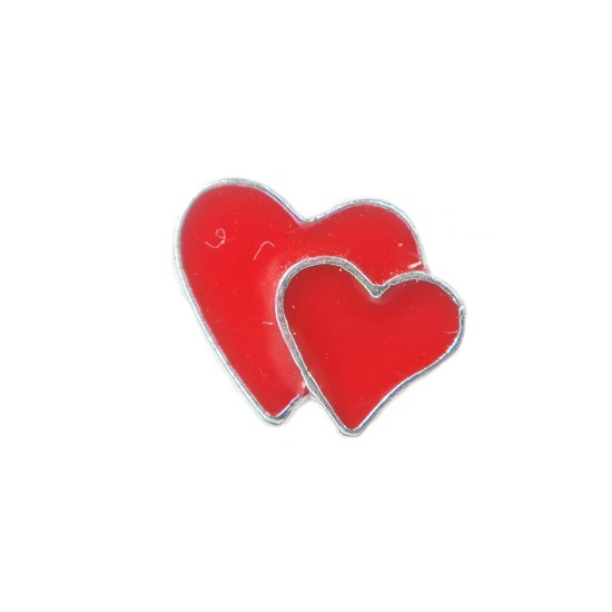 Large double red heart charm