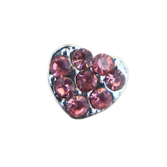 Pink crystal heart charm