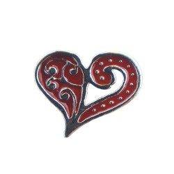 Red filigree heart charm