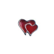 Small double red heart charm