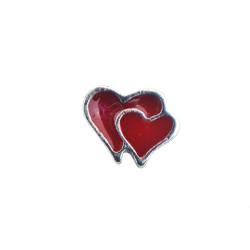 Small double red heart charm