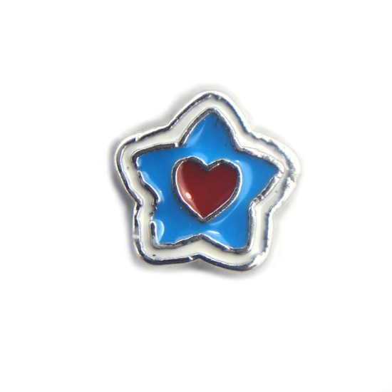 Blue, red and white star charm