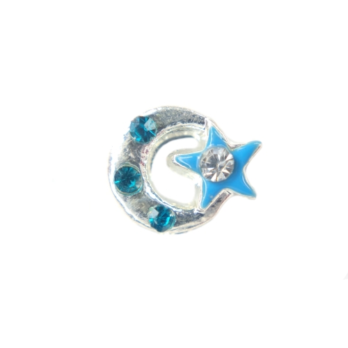 Moon And Blue Star Charm