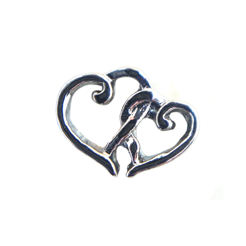 Silver Duo Heart Charm