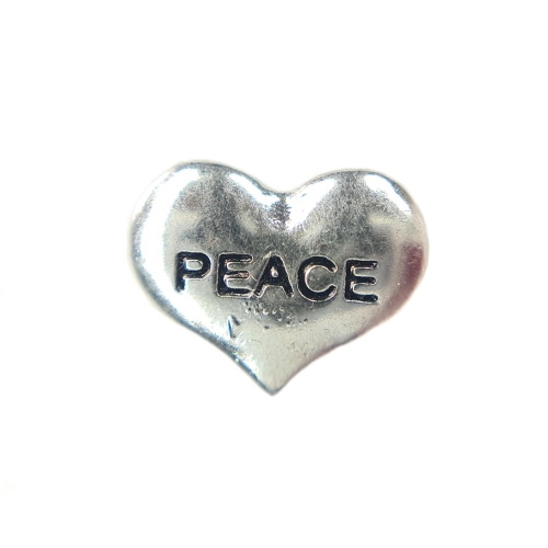 Silver Peace Heart Charm