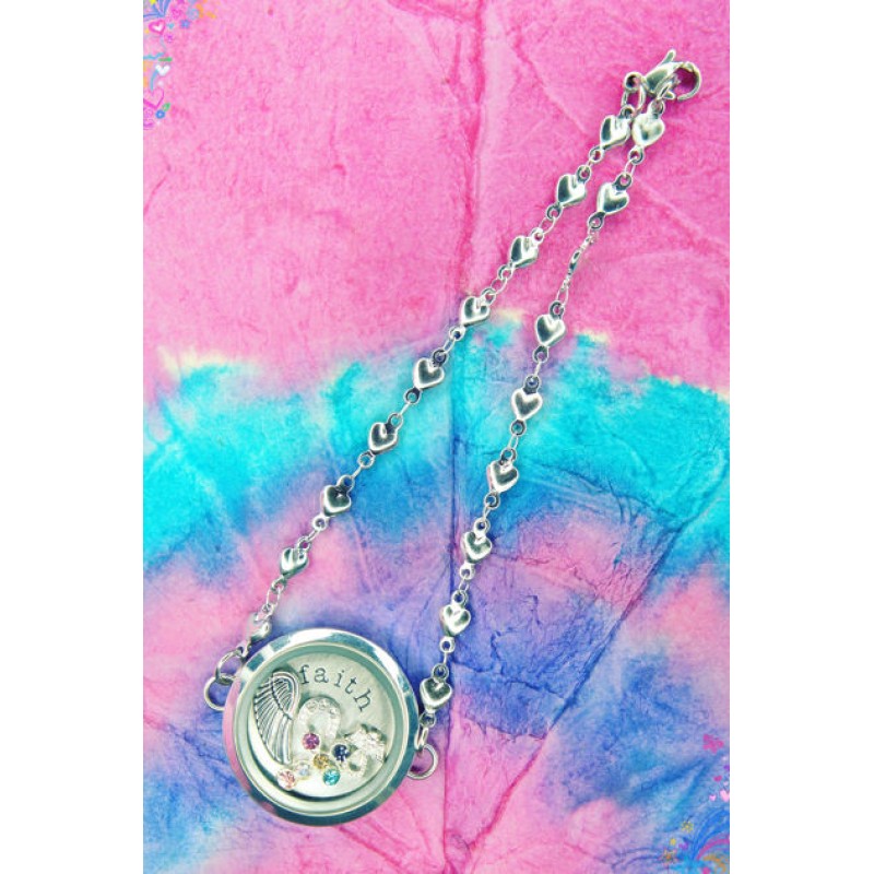 30mm round heart link bracelet 30mm round heart link bracelet