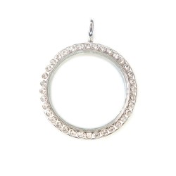 30mm Crystal round locket necklace