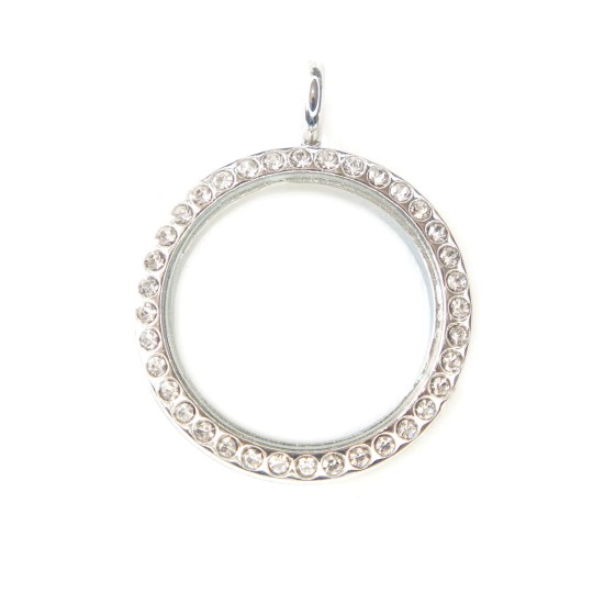 30mm Crystal round locket necklace