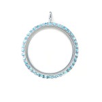 30mm Stainless steel blue crystal round locket 