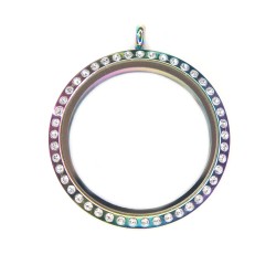 35mm Stainless steel Rainbow round locket 