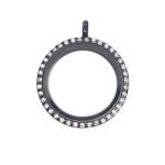 Black crystal locket necklace