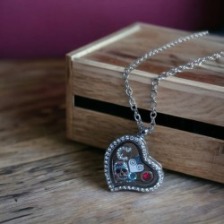 Crystal heart locket necklace