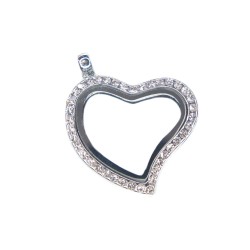 Crystal heart locket necklace