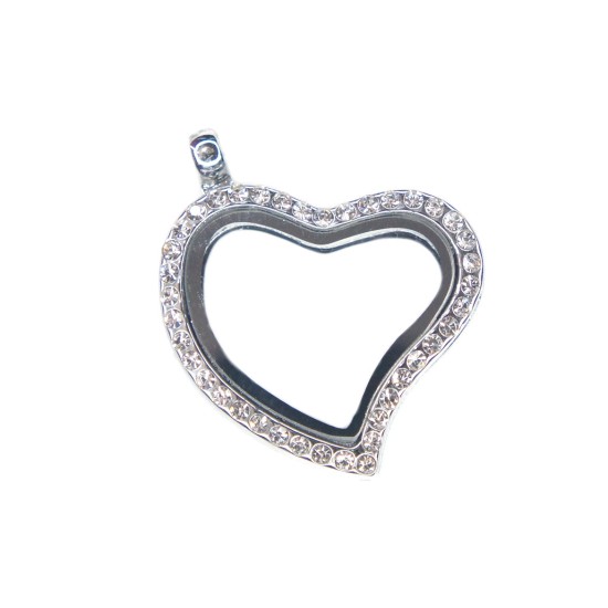 Crystal heart locket necklace