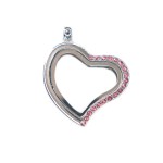 Half pink crystal heart locket necklace Half pink crystal heart locket necklace