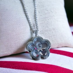 Small flower locket necklace