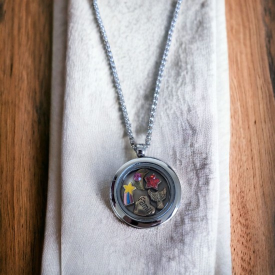 Small round locket necklace