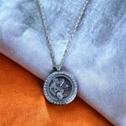 Small crystal locket necklace