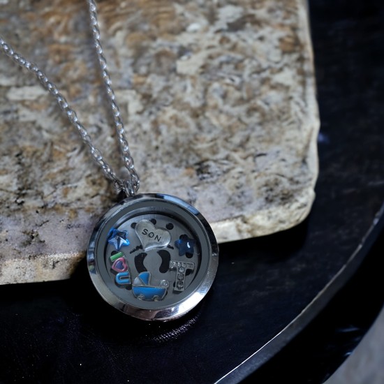 30mm Smooth round locket necklace