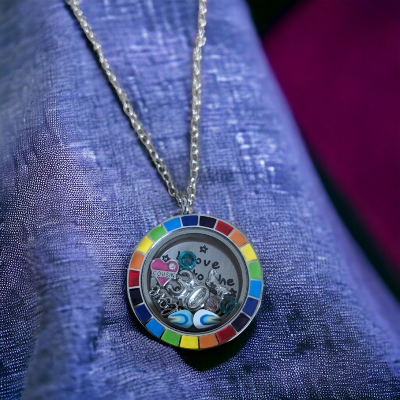 Rainbow insert locket necklace Rainbow insert locket necklace