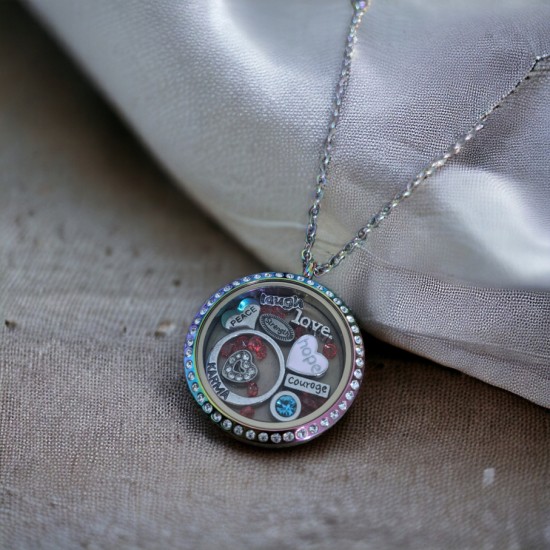 35mm Stainless steel Rainbow round locket 