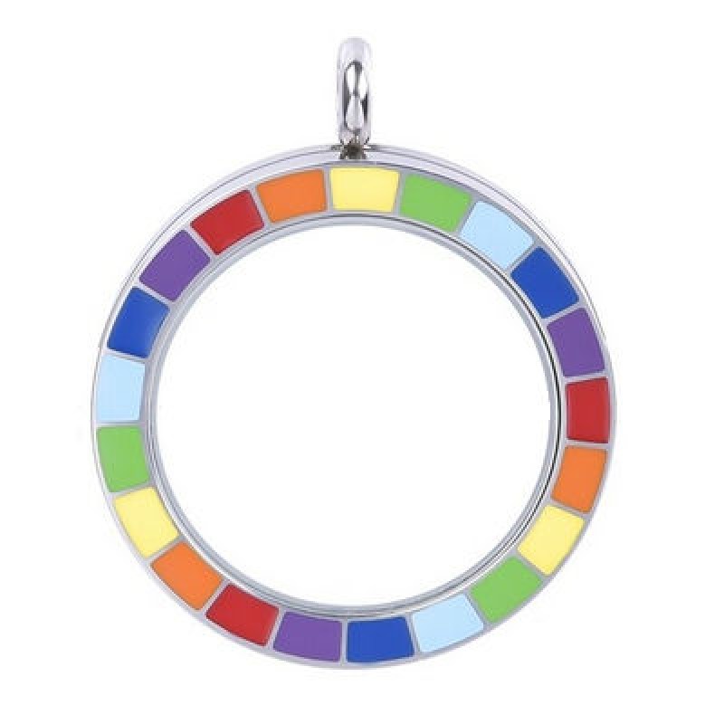 Rainbow insert locket necklace Rainbow insert locket necklace