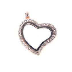 Rose gold crystal heart locket necklace