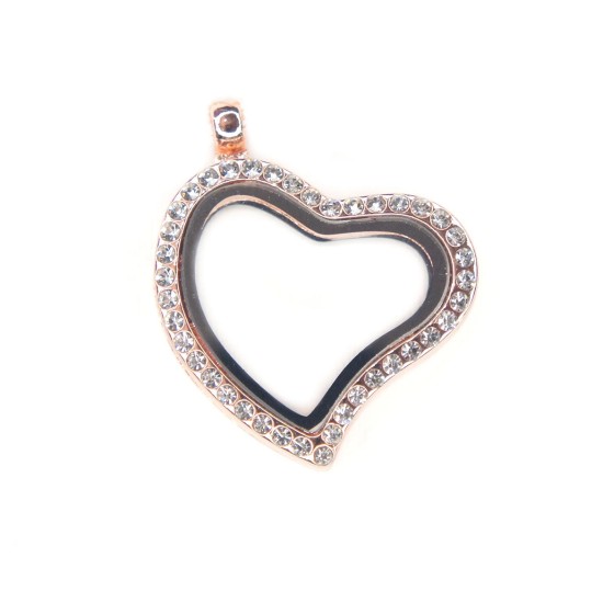 Rose gold crystal heart locket necklace