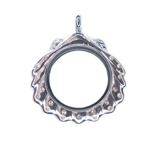 Crystal shell locket necklace