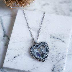 Filigree heart locket necklace