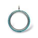30mm Stainless steel blue crystal round locket 