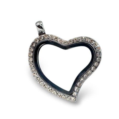 Crystal heart locket necklace