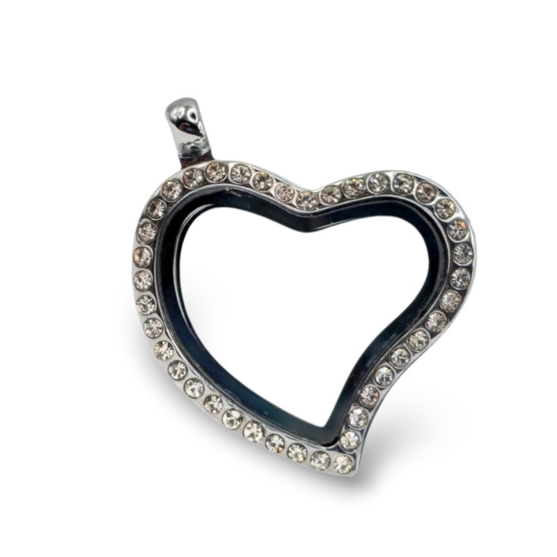 Crystal Heart Locket Necklace