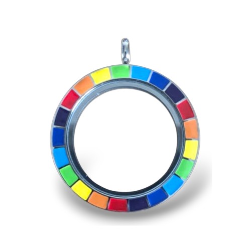 Rainbow Insert Locket Necklace