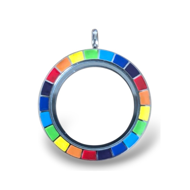 Rainbow Insert Locket Necklace