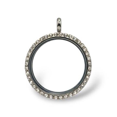 30mm Stainless Steel Crystal Round Locket