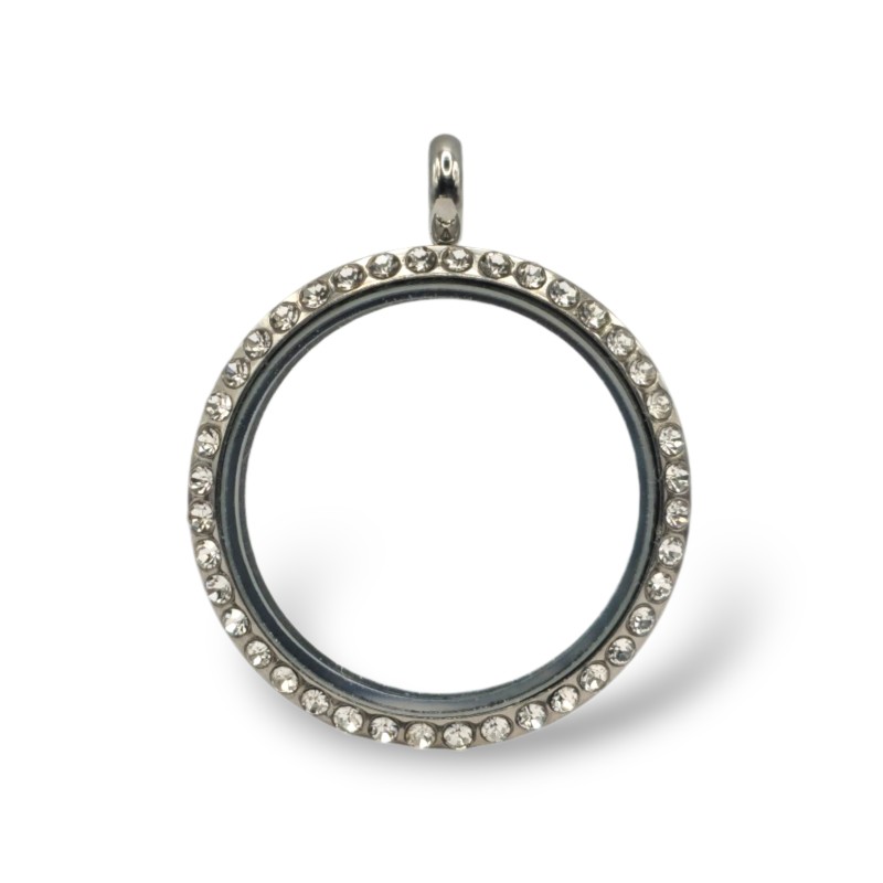 30mm Stainless Steel Crystal Round Locket