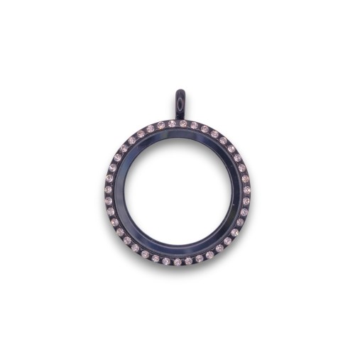 Black crystal locket necklace