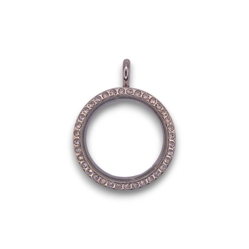 30mm Crystal round locket necklace