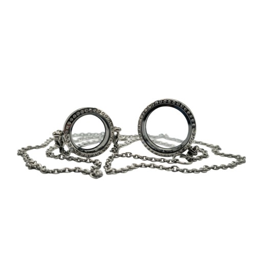 Duo stainless steel locket necklace