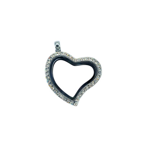 Crystal heart locket necklace