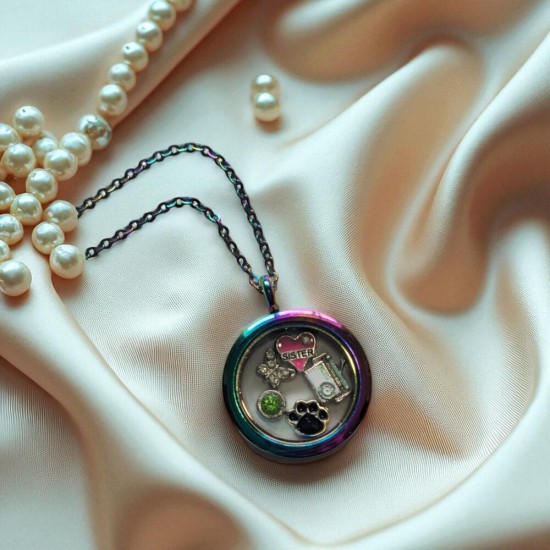 30mm Smooth Rainbow Memory Locket