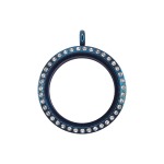 30mm blue Crystal round locket necklace