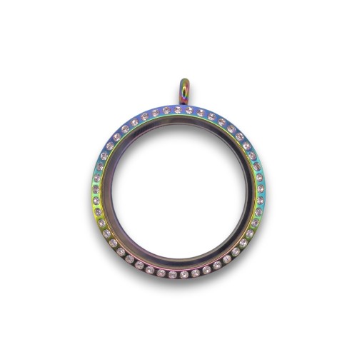 35mm Stainless steel Rainbow round locket 