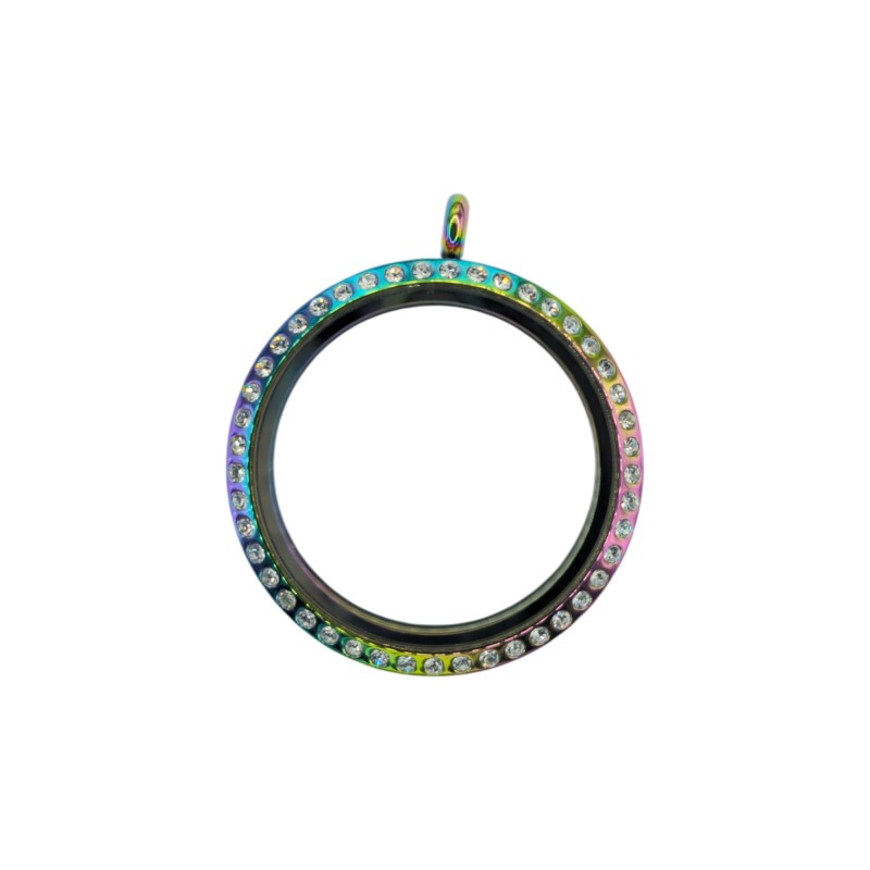 35mm Stainless steel Rainbow round locket 