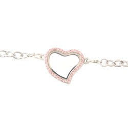 Pink heart crystal bracelet