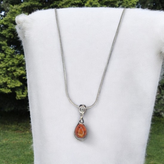 Amber teardrop pendant