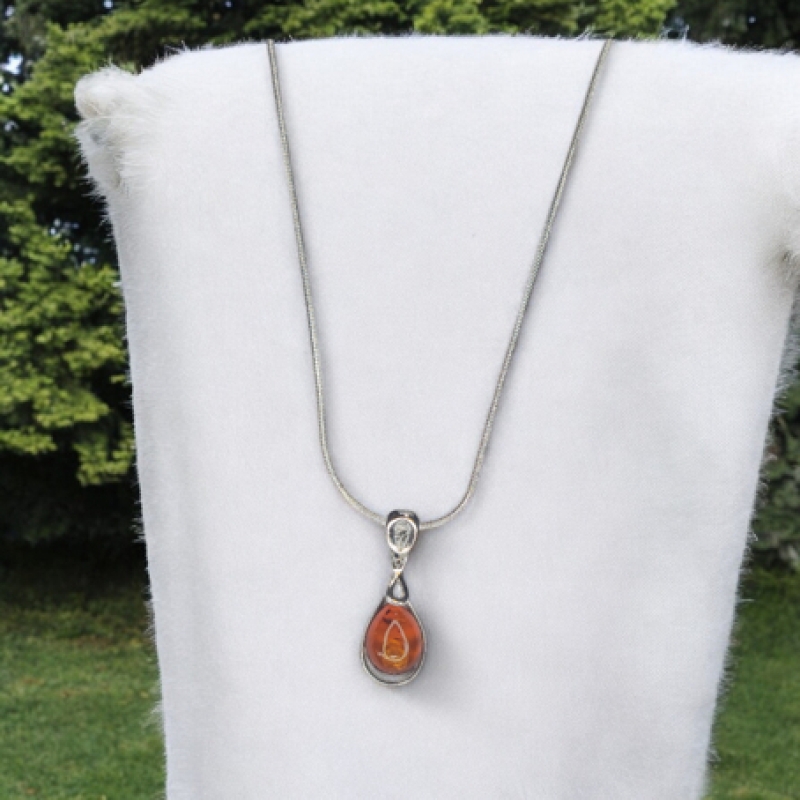 Amber Teardrop Pendant
