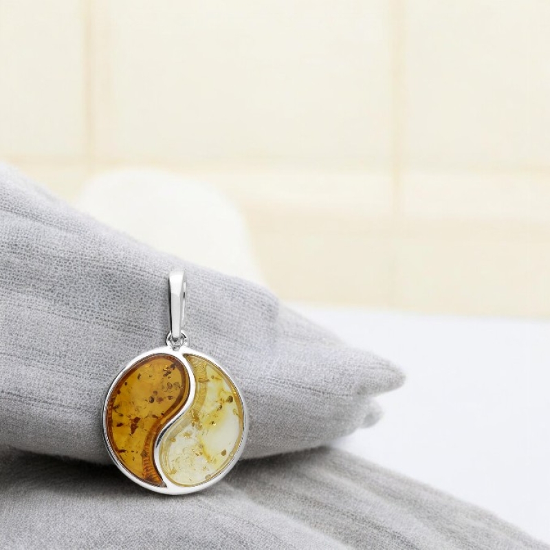 Amber Yin Yang Pendant